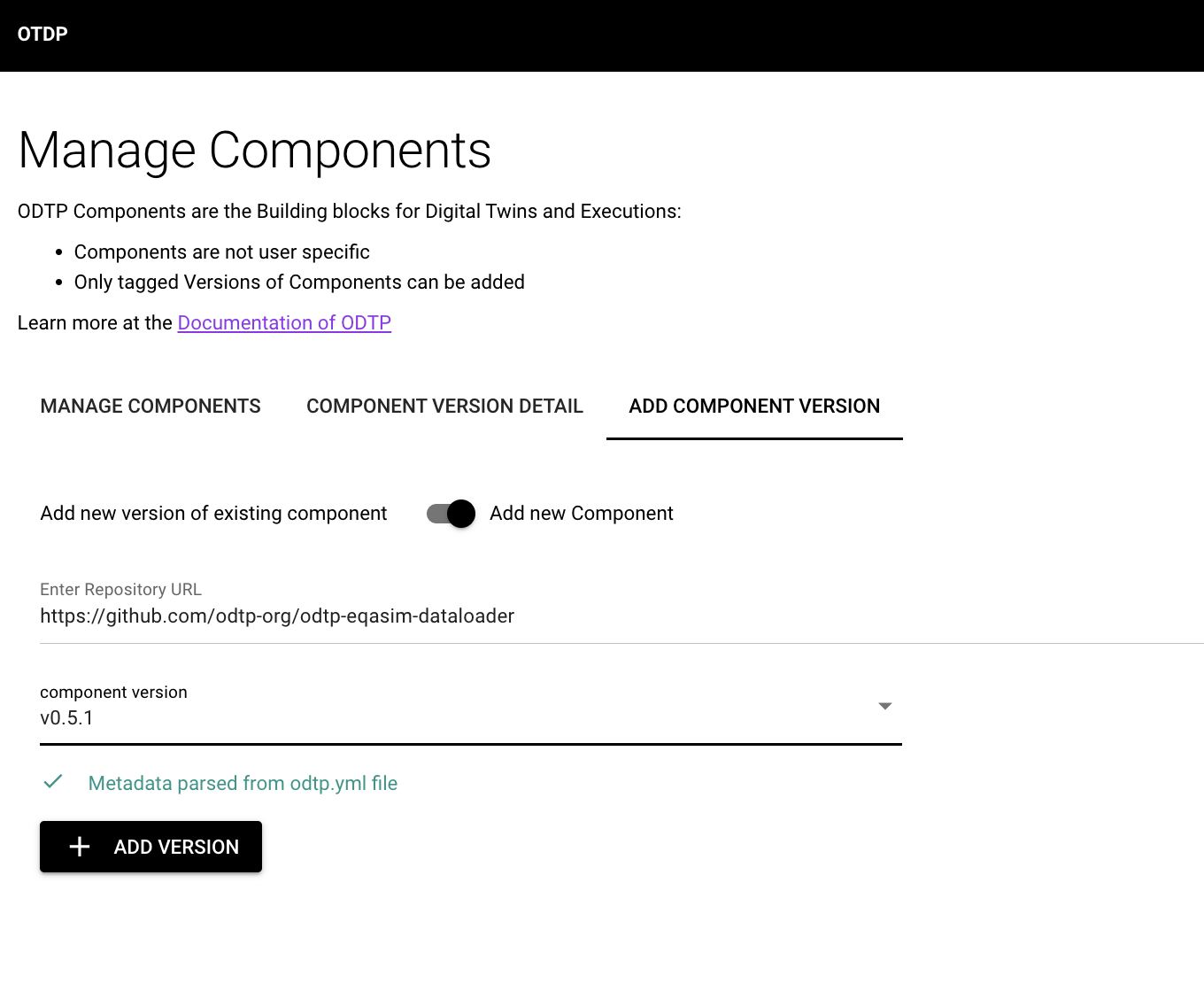 Add a new component version