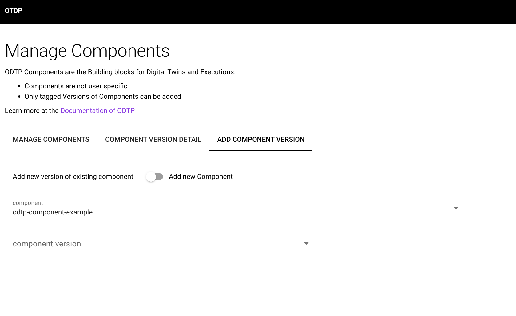 Add a new version for existing component