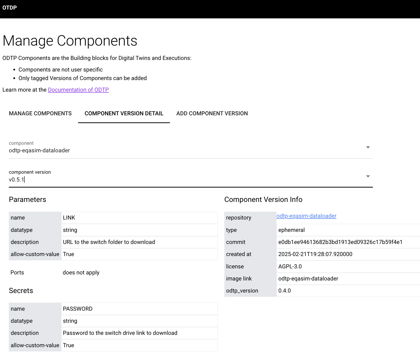 Add a new version for existing component