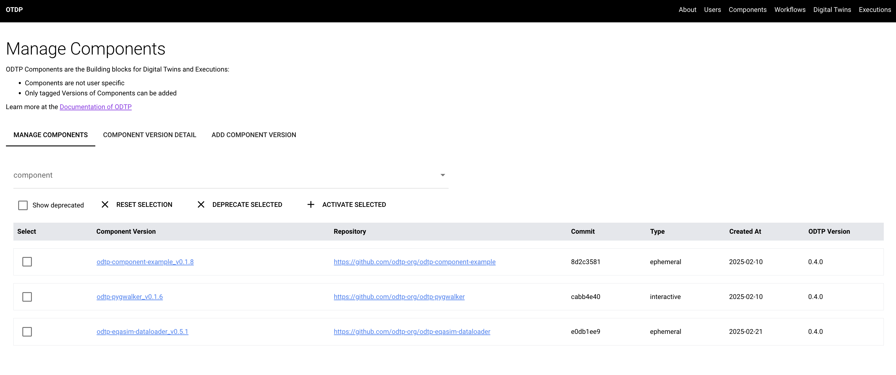 Manage Component Versions