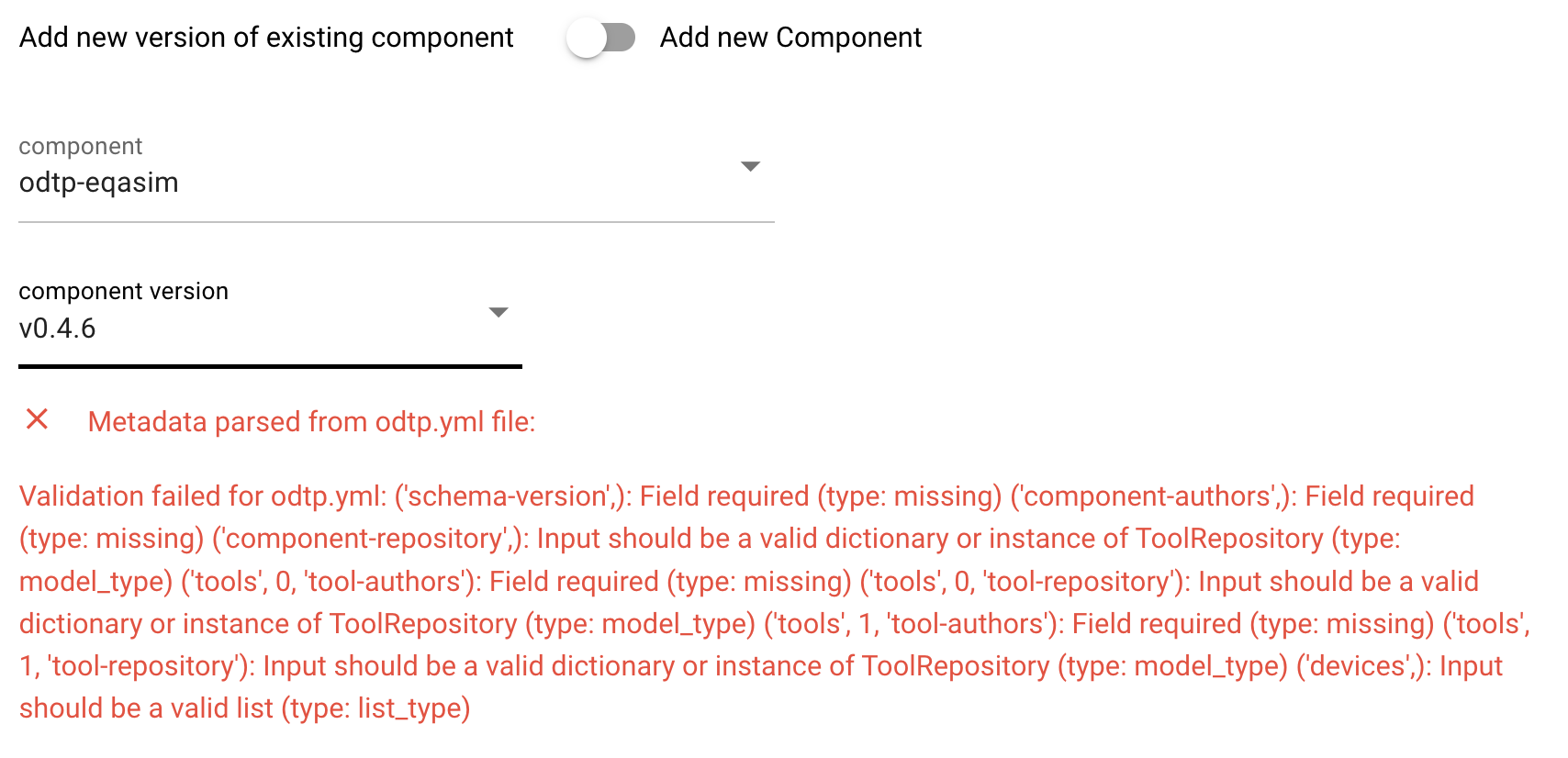 Add a new version for existing component