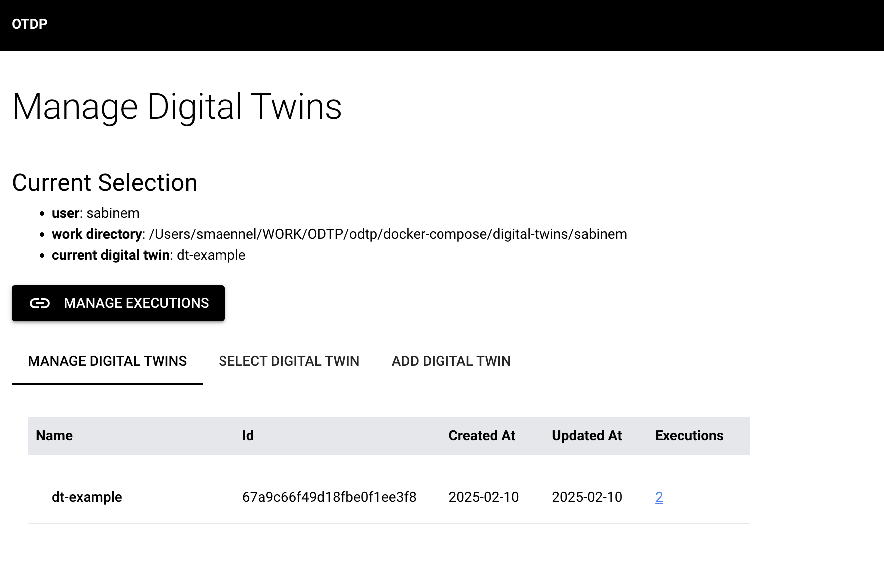 Select digital twin