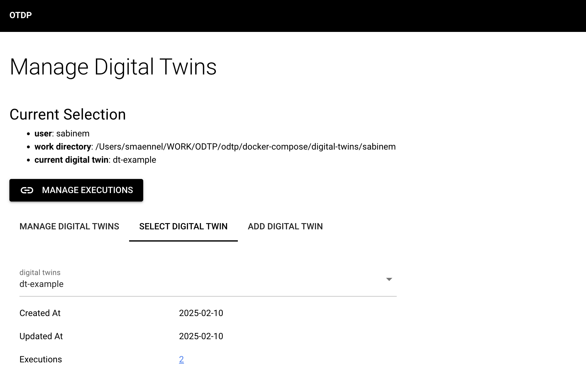 Select digital twin